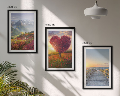 Set di quadri incorniciati Paesaggi montagne albero cuore molo