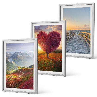 Set di quadri incorniciati Paesaggi montagne albero cuore molo