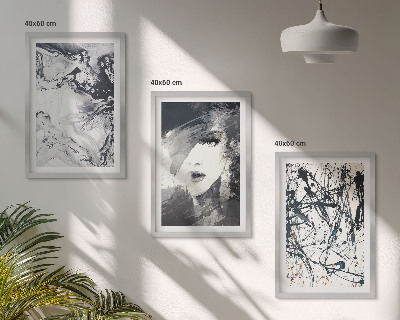 Set di 3 quadri Motivi astratti in bianco e nero