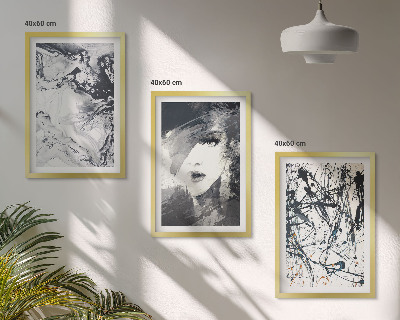 Set di 3 quadri Motivi astratti in bianco e nero