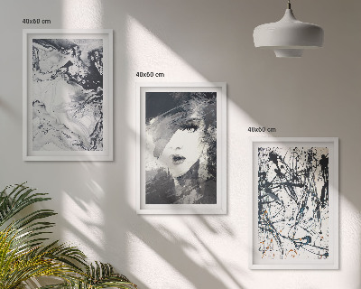 Set di 3 quadri Motivi astratti in bianco e nero