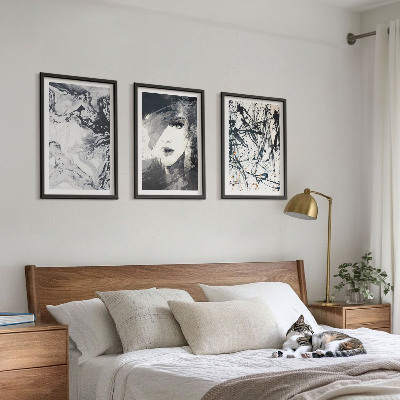 Set di 3 quadri Motivi astratti in bianco e nero