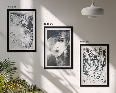 Set di 3 quadri Motivi astratti in bianco e nero