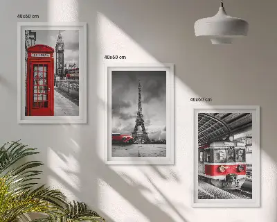 Set di quadri incorniciati con icone dei trasporti di Londra e Parigi