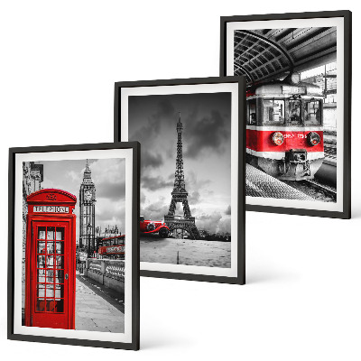 Set di quadri incorniciati Icone dei trasporti di Londra e Parigi