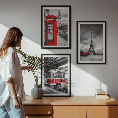 Set di quadri incorniciati Icone dei trasporti di Londra e Parigi