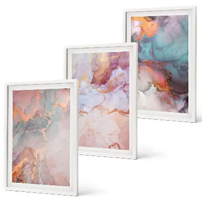 Composizione di quadri con motivi astratti dai colori pastello