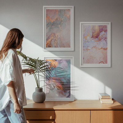 Composizione di quadri Motivi astratti dai colori pastello