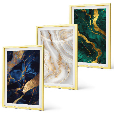 Composizione di quadri Motivi astratti blu e verdi
