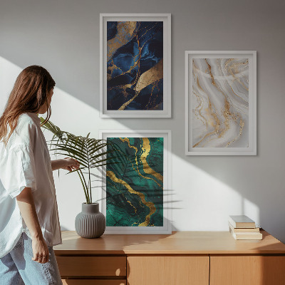 Composizione di quadri Motivi astratti blu e verdi