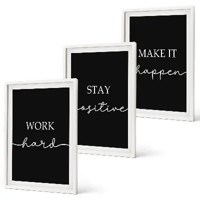 Set di 3 quadri con motivi eleganti su sfondo nero