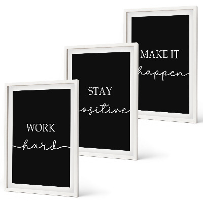 Set di 3 quadri Motivi eleganti su sfondo nero