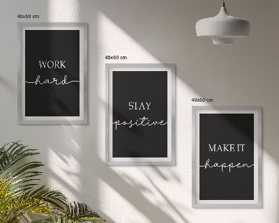 Set di 3 quadri Motivi eleganti su sfondo nero