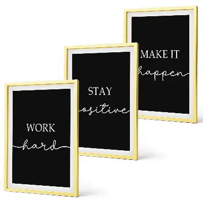 Set di 3 quadri con motivi eleganti su sfondo nero