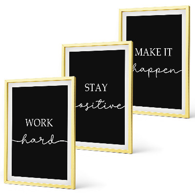 Set di 3 quadri Motivi eleganti su sfondo nero