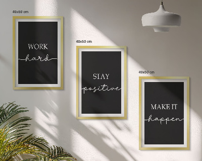 Set di 3 quadri Motivi eleganti su sfondo nero