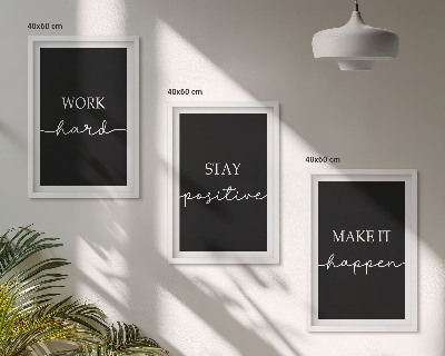 Set di 3 quadri Motivi eleganti su sfondo nero