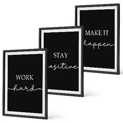 Set di 3 quadri con motivi eleganti su sfondo nero