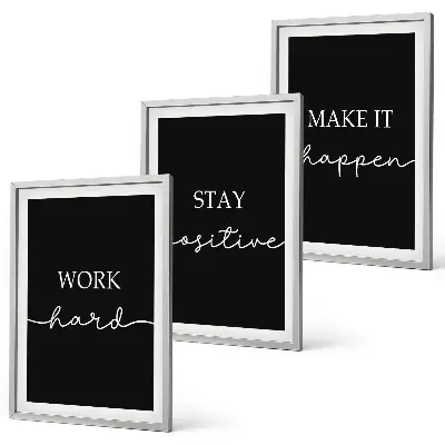 Set di 3 quadri con motivi eleganti su sfondo nero