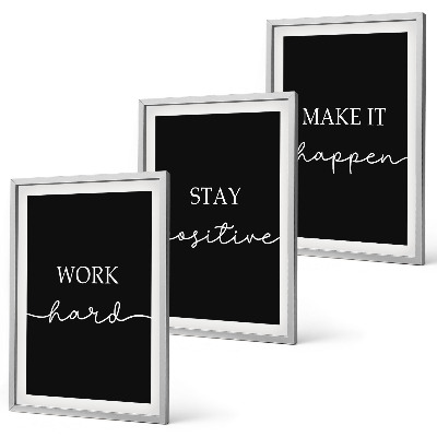 Set di 3 quadri Motivi eleganti su sfondo nero