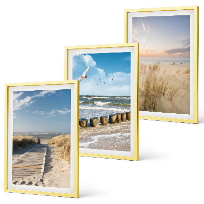 Set di quadri incorniciati Spiaggia, sabbia, onde, cielo, uccelli
