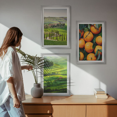 Set di quadri incorniciati Paesaggio rurale italiano con arance