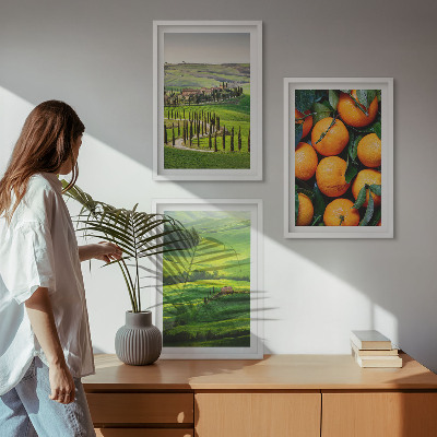 Set di quadri incorniciati Paesaggio rurale italiano con arance