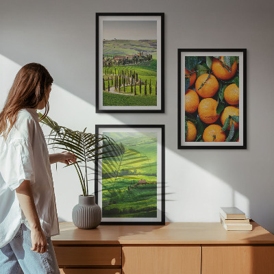 Set di quadri incorniciati Paesaggio rurale italiano con arance
