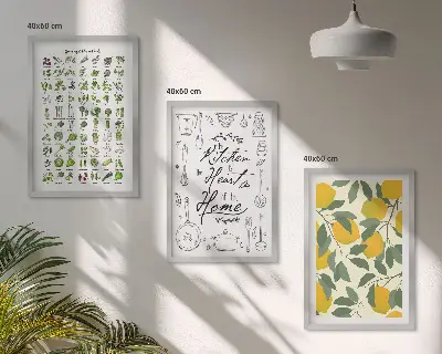 Set di quadri incorniciati con stampa di limone ed erbe aromatiche per la cucina