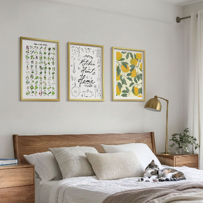 Set di quadri incorniciati Limone dipinto erbe aromatiche da cucina