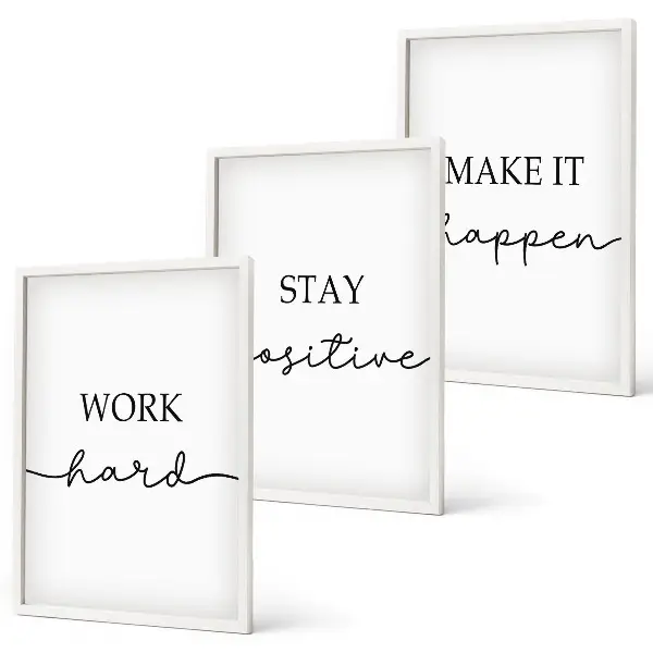 Set di 3 quadri con iscrizioni motivazionali minimaliste