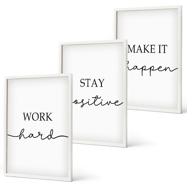Set di 3 quadri Iscrizioni motivazionali minimaliste