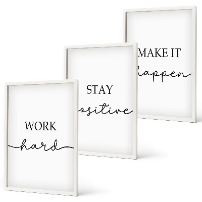 Set di 3 quadri Iscrizioni motivazionali minimaliste