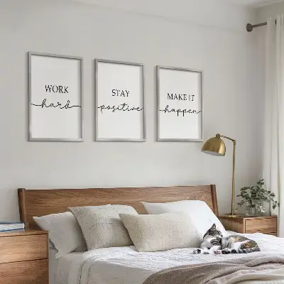 Set di 3 quadri con iscrizioni motivazionali minimaliste