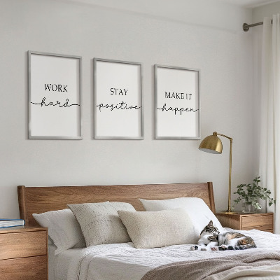 Set di 3 quadri Iscrizioni motivazionali minimaliste
