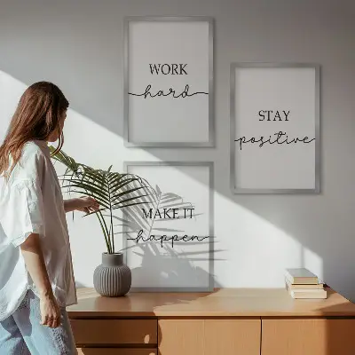 Set di 3 quadri con iscrizioni motivazionali minimaliste
