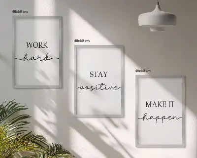 Set di 3 quadri con iscrizioni motivazionali minimaliste