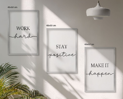 Set di 3 quadri Iscrizioni motivazionali minimaliste