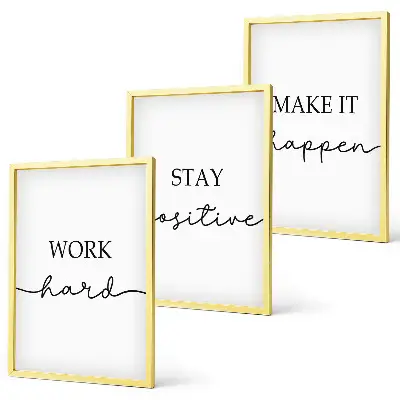 Set di 3 quadri con iscrizioni motivazionali minimaliste