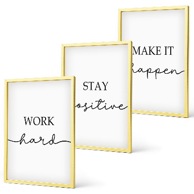 Set di 3 quadri Iscrizioni motivazionali minimaliste