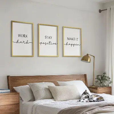 Set di 3 quadri con iscrizioni motivazionali minimaliste