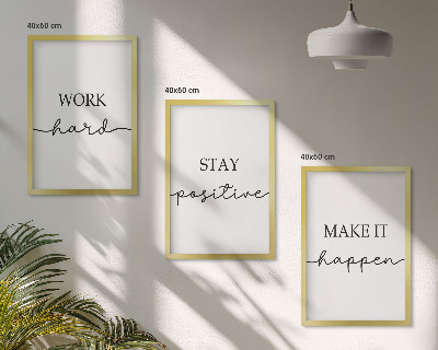 Set di 3 quadri Iscrizioni motivazionali minimaliste