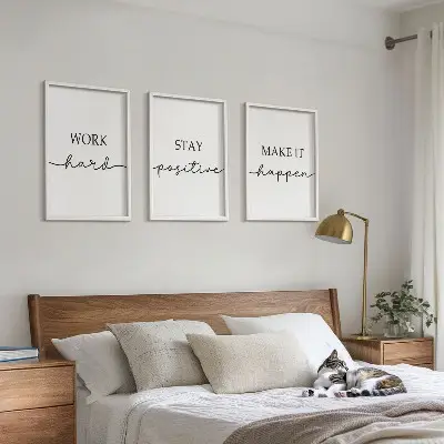 Set di 3 quadri con iscrizioni motivazionali minimaliste