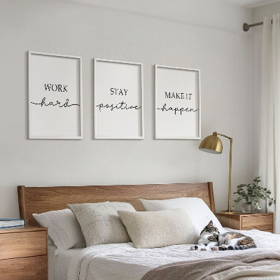Set di 3 quadri Iscrizioni motivazionali minimaliste