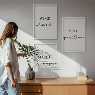 Set di 3 quadri Iscrizioni motivazionali minimaliste