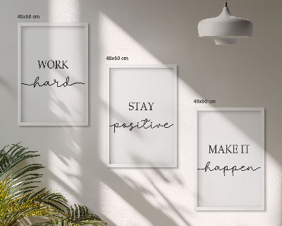 Set di 3 quadri Iscrizioni motivazionali minimaliste
