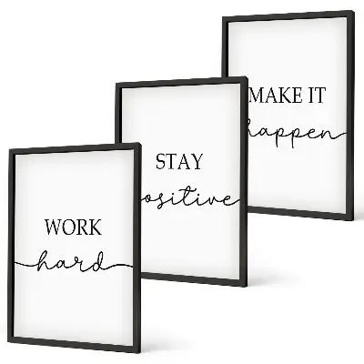 Set di 3 quadri con iscrizioni motivazionali minimaliste