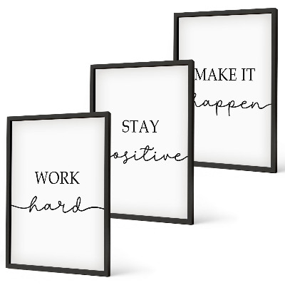 Set di 3 quadri Iscrizioni motivazionali minimaliste