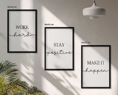 Set di 3 quadri Iscrizioni motivazionali minimaliste
