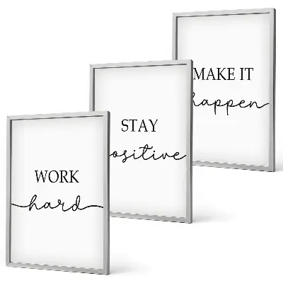 Set di 3 quadri con iscrizioni motivazionali minimaliste